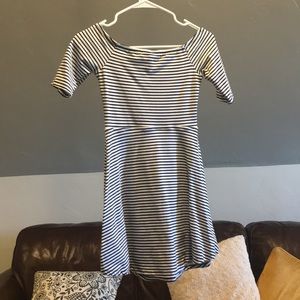 Black and white striped dress